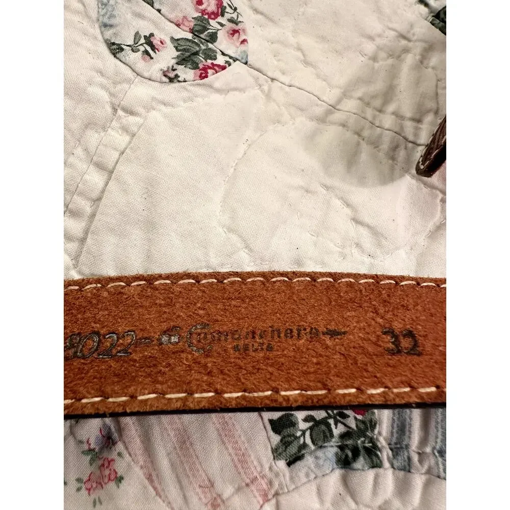 VINTAGE UNWORN TONY LAMA COMONCHERO TOOLED LEATHER WESTERN BELT & BUCKLE UNISEX